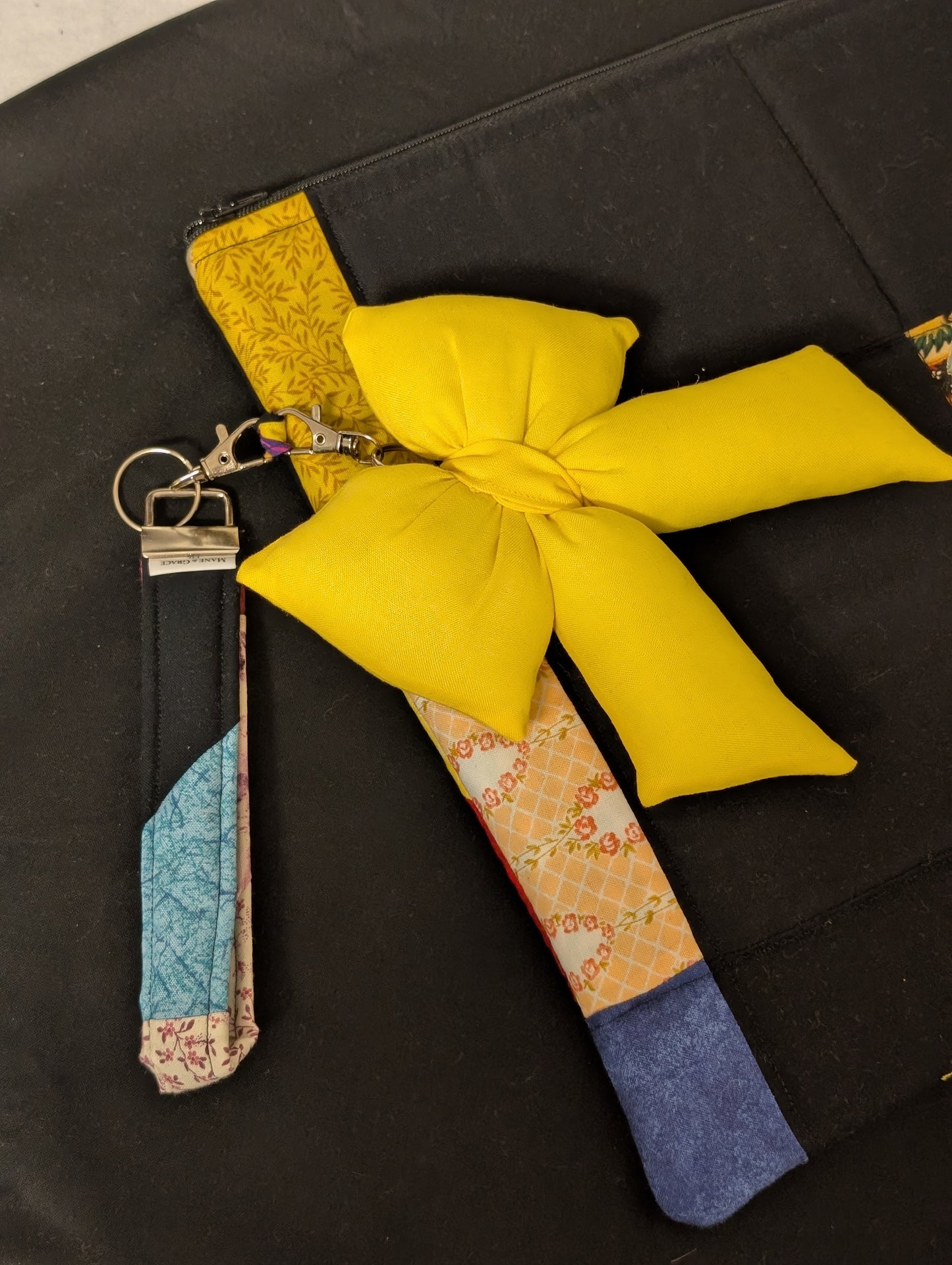 Upcycled Quilt Laptop Sleeve w/wristlet and bow