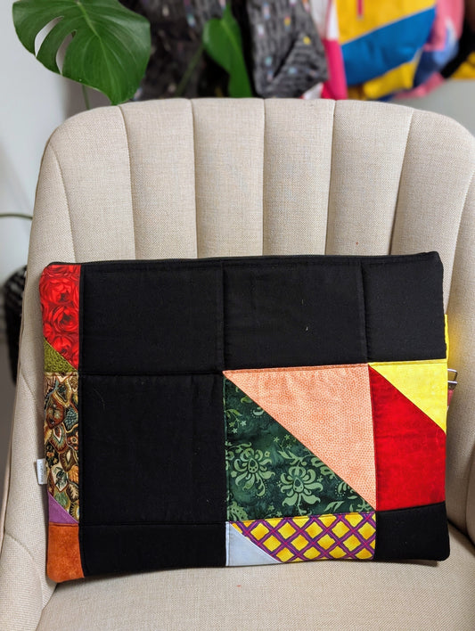 Upcycled Quilt Laptop Sleeve w/wristlet and bow
