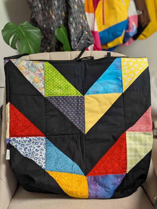 Upcycled Quilt Bow Library Tote