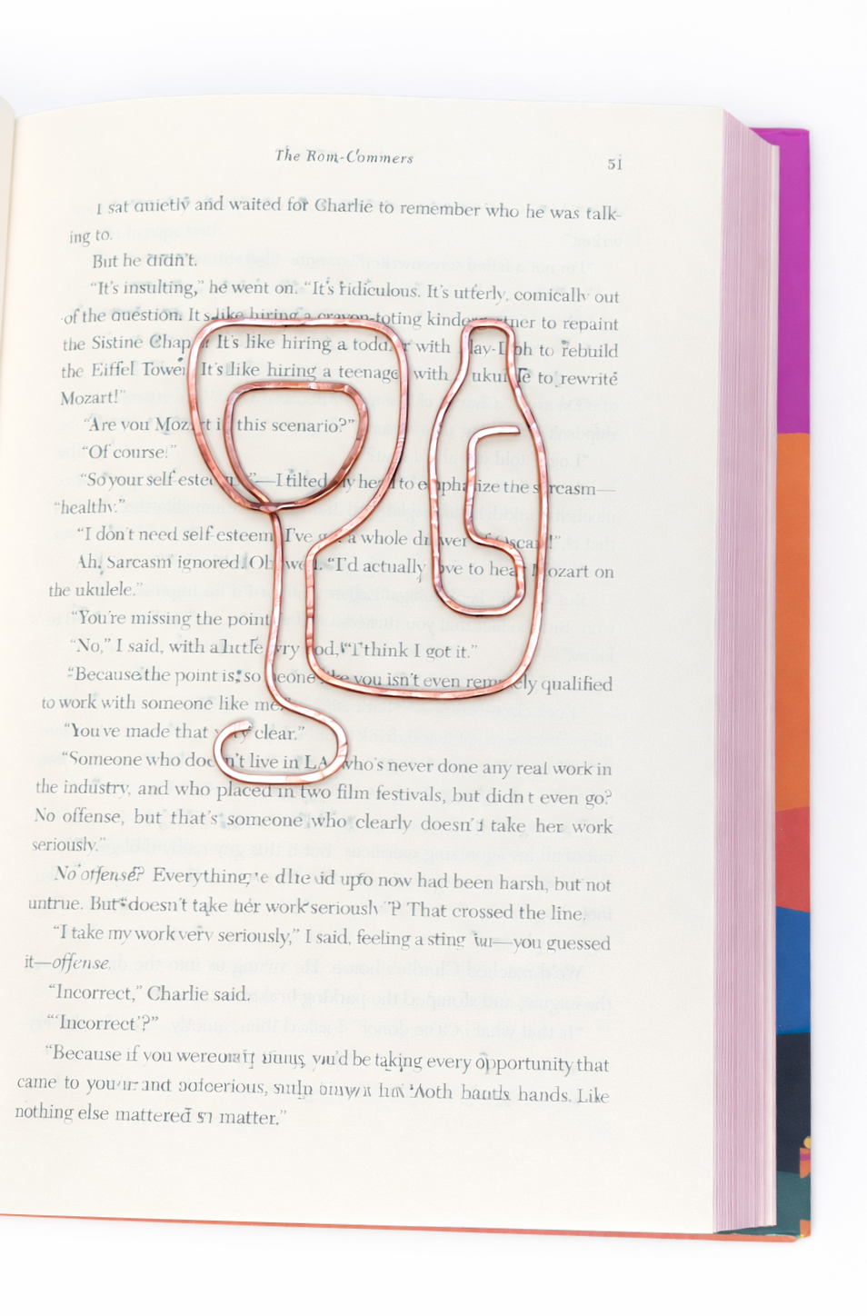 Wine Glass Hammered Bookmark