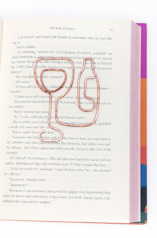 Wine Glass Hammered Bookmark